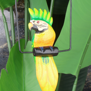 Wooden cockatoo bird hanging ornament yellow green