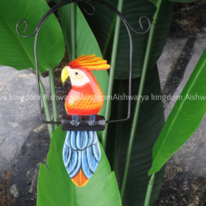 Wooden cockatoo bird hanging ornament red orange