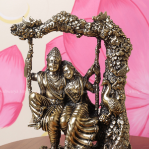 Beautiful Radha Krishna on Brass Swing