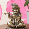 Brass Sitting Baby Krishna with Flute