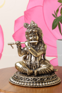 Brass Sitting Baby Krishna with Flute