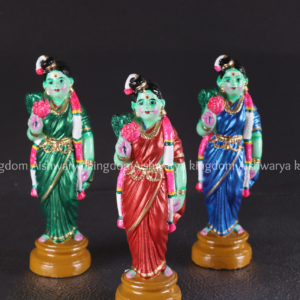 Meenakshi Amman standing golu doll paper mache in red, green and blue