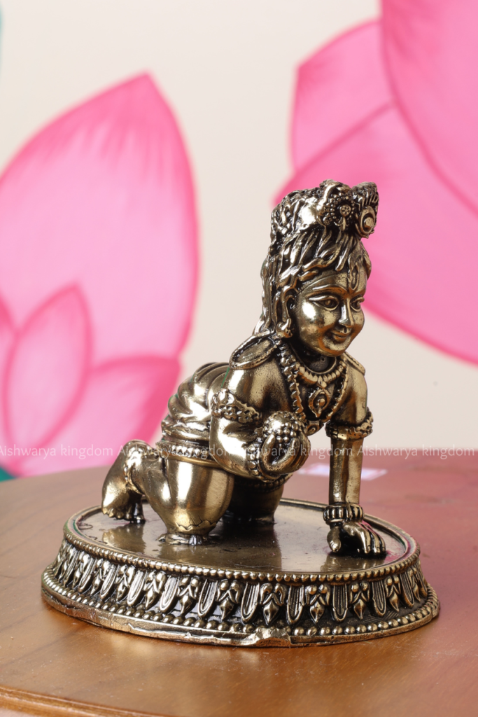 Brass Baby Laddu Krishna Idol