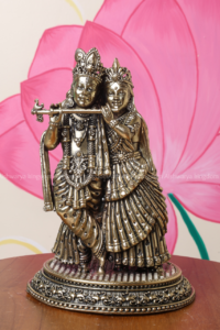 Flute Radha Krishna Brass Statue