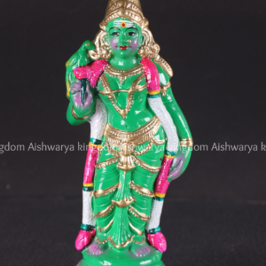 Meenakshi Amman standing golu doll green color paper mache with gold crown
