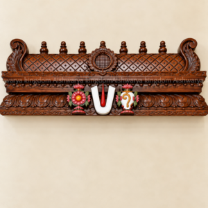 Wooden pooja room gopuram wall shelf namam chakram