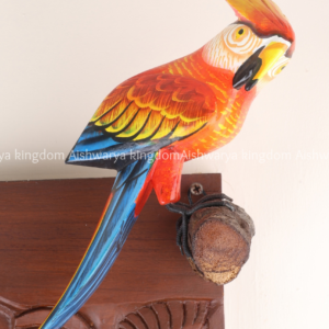 Wooden cockatoo bird wall mount red orange