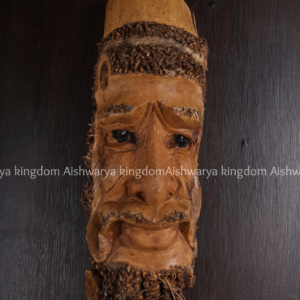 Wooden rustic bark finish man face mask wall hanging