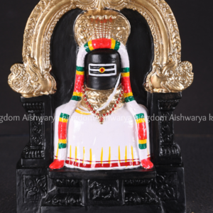 Meenakshi Sundareswarar golu doll pair paper mache with black temple arch