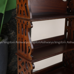 Wooden carved wall shelf with drawers and jali design