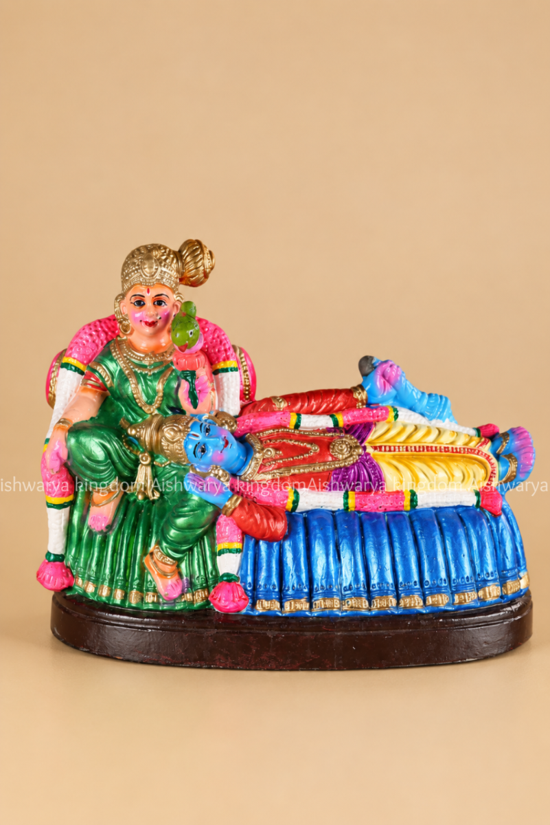 Andal Rangamannar golu doll paper mache with Lord Ranganathar reclining