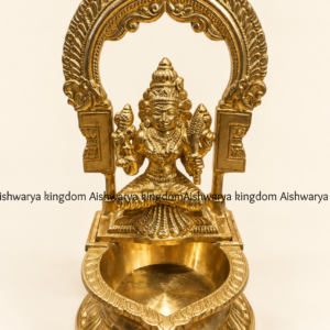 Brass Kamatchi Amman Vilakku Kamakshi Amman lamp with arch and diya bowl