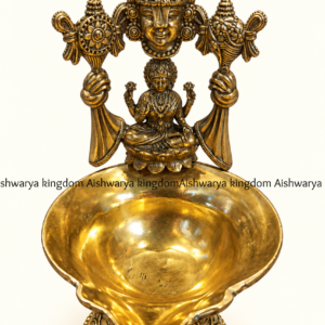 Brass Balaji diya Tirupati Balaji Lakshmi oil lamp with Sangu Chakra and deep bowl