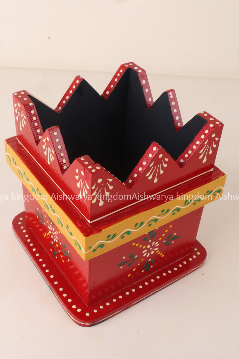 Wooden Tulasi Madam hand painted in yellow and red