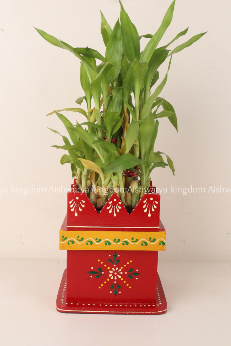 Wooden Tulasi Madam hand painted in yellow and red