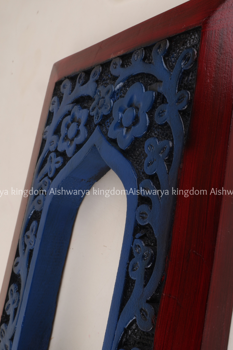 Wooden hand carved Jharoka wall frame with hand-painted finish