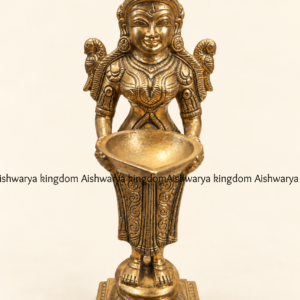 Brass Deepalakshmi vilakku pavai vilakku lady holding diya with parrot
