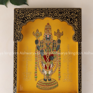 Wooden wall tray hand-painted with Lord Balaji Venkateswara design