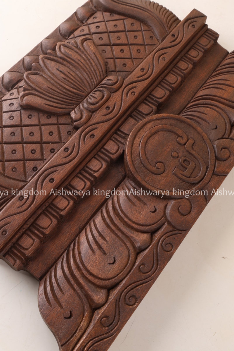 Wooden hand carved Gopuram wall shelf with lotus design