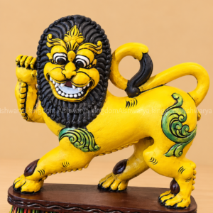 Wooden yali statue yazhi hand painted yellow home decor