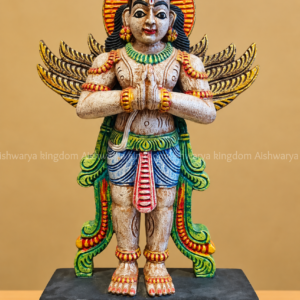 Wooden Garuda idol Garudalvar with folded hands and spread wings antique finish