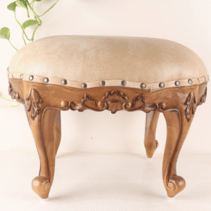 Classic hand Carved Vanity Stool - Beige