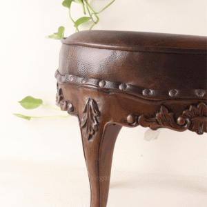 Classic hand Carved Vanity Stool - Brown