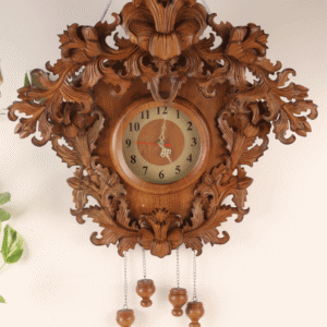 Premium Hand Carved Wooden Wall Clock (3)