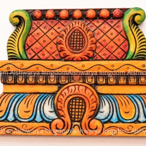 Wooden gopuram wall hanging for pooja room multicolour painted
