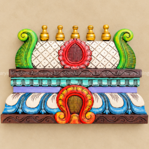 Wooden gopuram wall mount for pooja room white painted