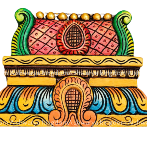Wooden gopuram wall mount for pooja room yellow painted