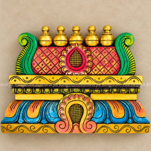Wooden gopuram wall mount for pooja room yellow painted