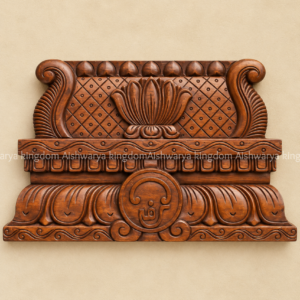 Wooden hand carved Gopuram wall shelf with lotus design