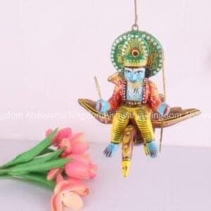 Handcrafted Wooden Lord Vishnu on Garuda Statue